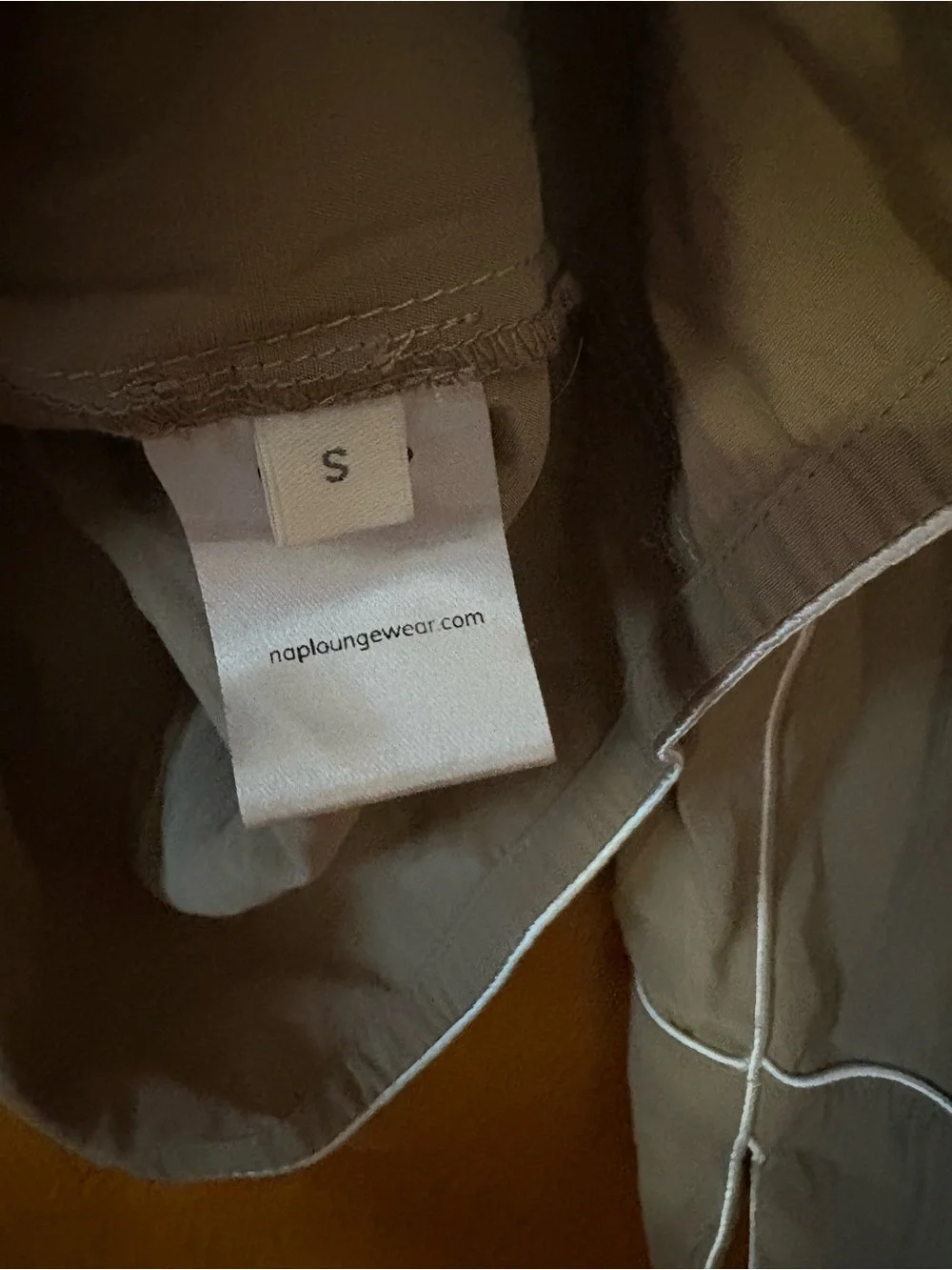 Nap Beige Button-Front Shirt with White piping S